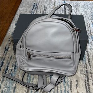 Stylish Gray Leather Backpack